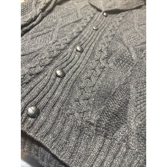 Aran Sweater Market 100% Merino Wool Shawl Collar Cardigan 2XL Made in Ireland - Picture 4 of 4